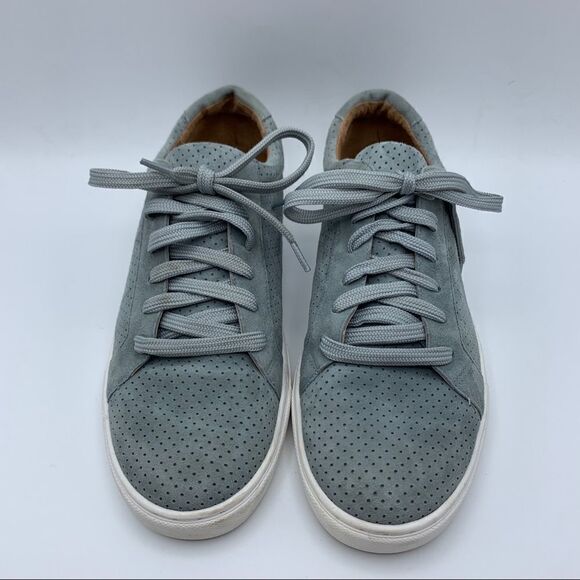 CASLON Gray Perforated Leather Sneakers Laced - Picture 7 of 12